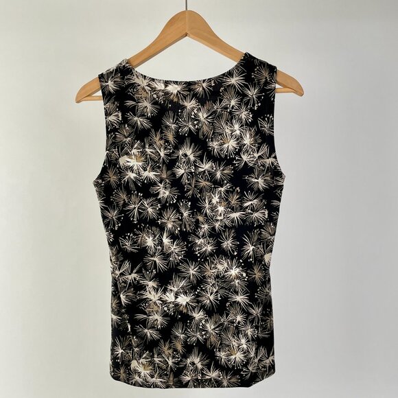 Anne Klein Flowy Sleeveless Tank Top, Starburst Pattern, Black/Tan/Cream, Size S - Picture 5 of 9